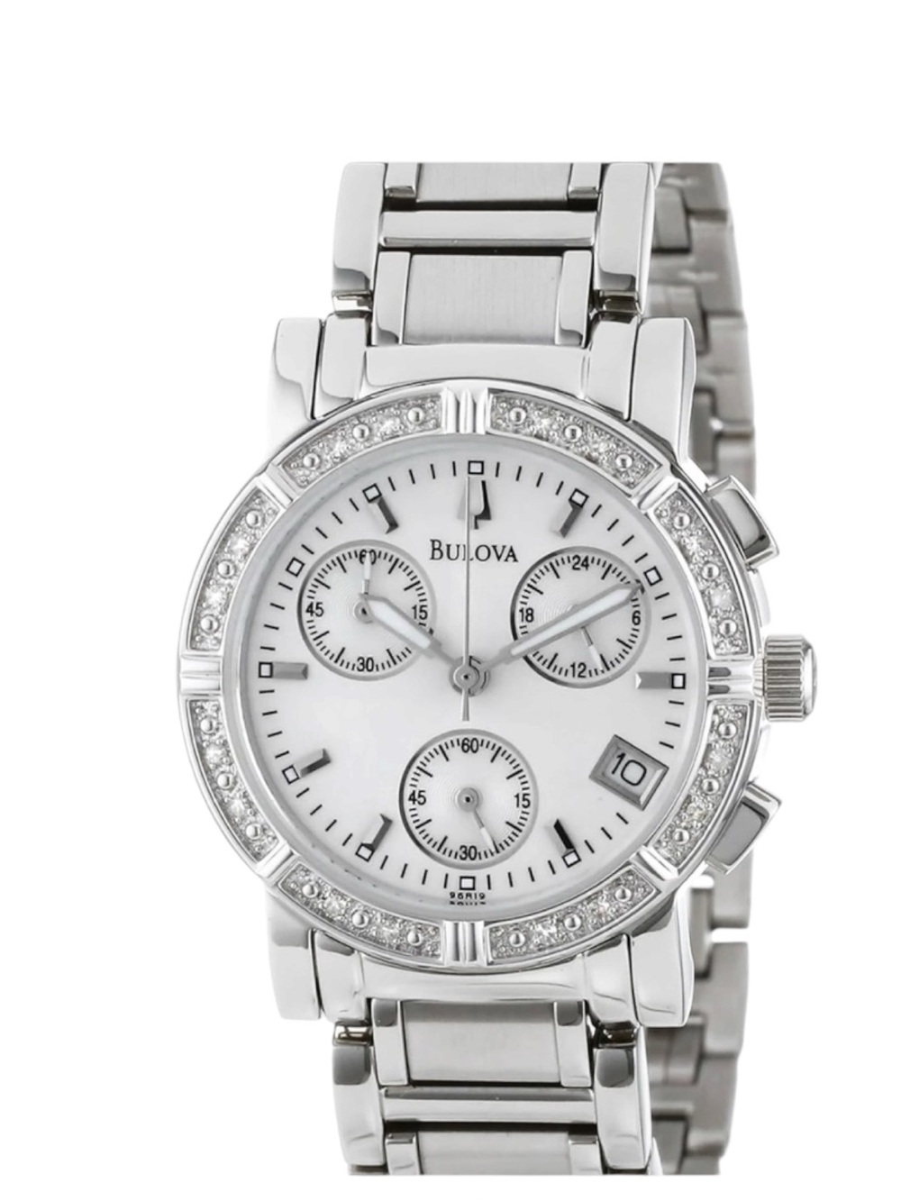 Bulova Stainless Steel 16 Diamond Chronograph Bracelet Watch